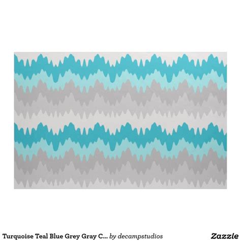 Turquoise Teal Blue Grey Gray Chevron Ombre Fabric Ombre Fabric Grey
