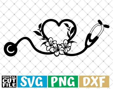 Nurse Floral Frame Svg Nurse Life Svg Nurse Heart Svg Stethoscope My