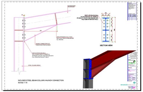 Inclined Steel Beam Column Endplate Haunch Connection