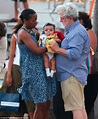 George Lucas, 69, dotes on his five-month-old daughter Everest as he ...