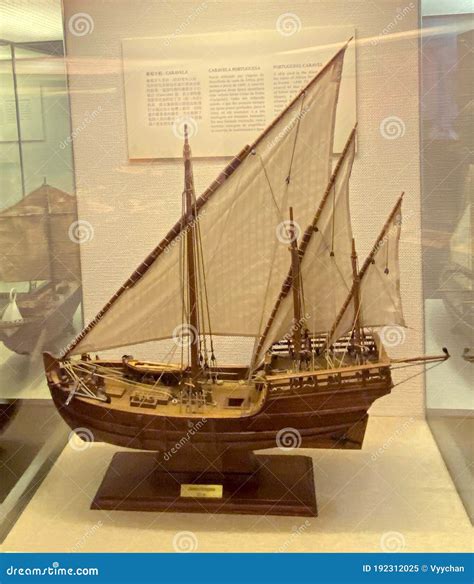 Portuguese Caravel Ship Model Lateen Sails Africa Miniature Boat