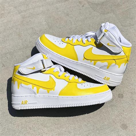 Pick Your Color Custom Nike Air Force Ones Yellow Drip Etsy