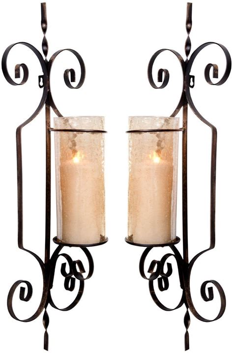 Set Of Two Decorative Wall Sconce Candle Holder Pair Elegant Of