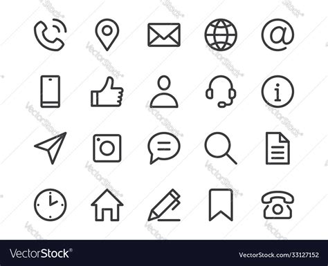 Contact Us Line Icon Minimal Royalty Free Vector Image