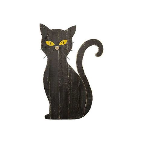 Wooden Black Cat With Stand From Kirklands Black Cat Halloween Cute