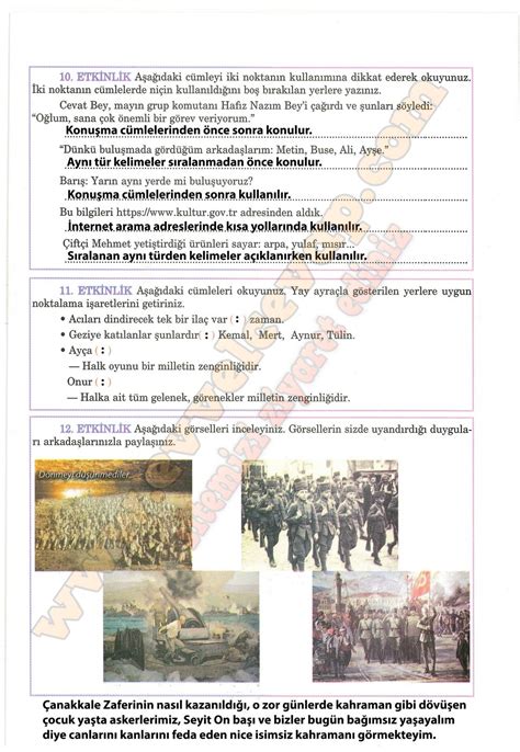 5. sınıf Anıttepe Yayıncılık Türkçe Ders Kitabı Sayfa 52-54-55-56-57-58 Cevapları