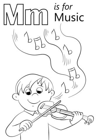 Learning by coloring is particularly awesome. Letter M is for Music coloring page | Free Printable ...