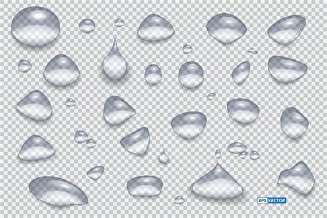 Conjunto De Gotas De água Transparentes Realistas Ou Estilo Claro