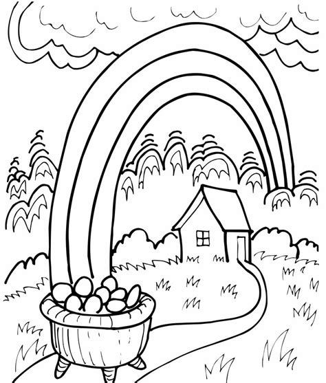 House and Rainbow Coloring Page - Free Printable Coloring Pages for Kids