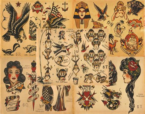 Sailor Jerry Traditional Vintage Style Tattoo Flash 5 Sheets Etsy