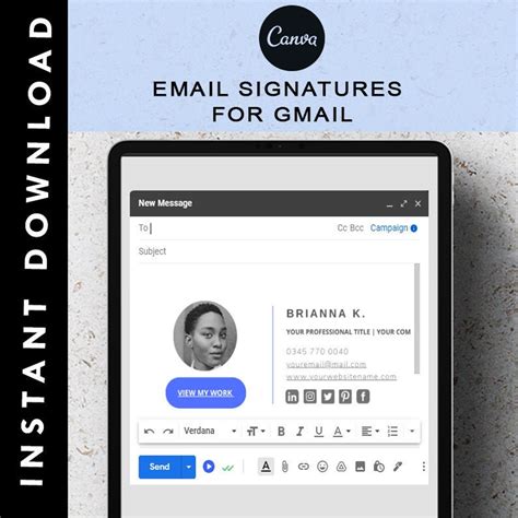 Gmail Email Signature Template Minimal And Modern Email Etsy