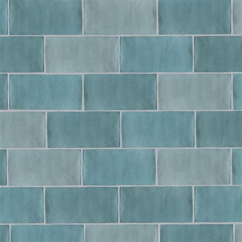 Metro brick gloss aqua 10cm x 20cm wall tile. Zellige Nouveau Aqua Metro Gloss Ceramic Tile | Mandarin ...