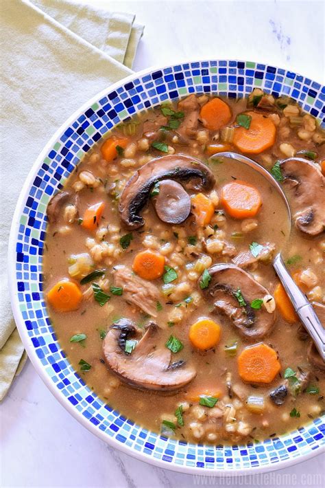 One very similar to the kind of. Mushroom Barley Soup Recipe | Hello Little Home