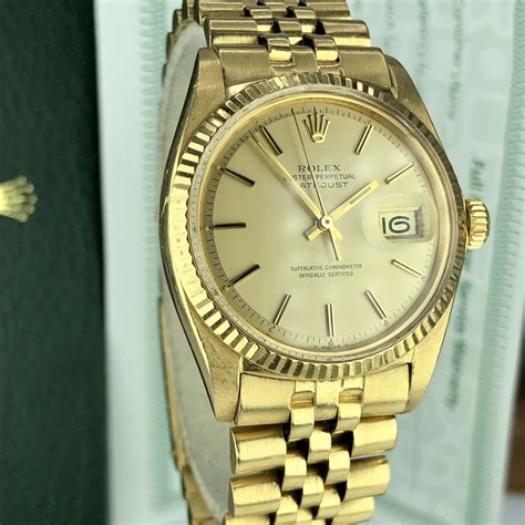 1972 Vintage Rolex Datejust 1601 Gold 18k Unpolished With Service Box