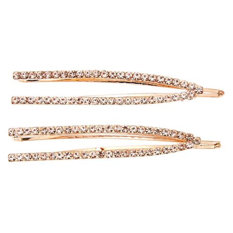 Rose Gold Rhinestone Open Hair Pins 2 Pack Claires Us