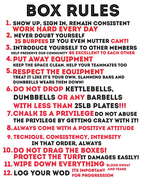 Gym Rules — Crossfit Hard 5020 Boiling Brook Parkway North Bethesda Md