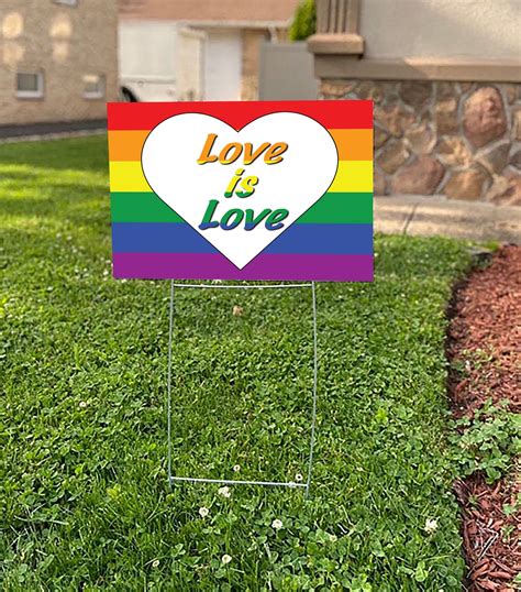 Lgbtq Pride Flag Love Is Love Heart Yard Sign Shipping And Etsy