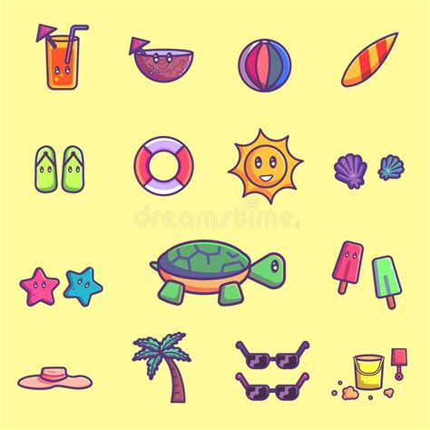 Set Of Summer Icon Summer Icon Concept Isolated Premium Vector Stock