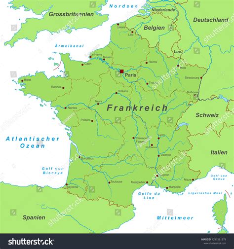 France Map France High Detailed Stock Vector Royalty Free 1291561378