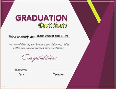 Graduation Certificate Templates For Ms Word Professional Certificate