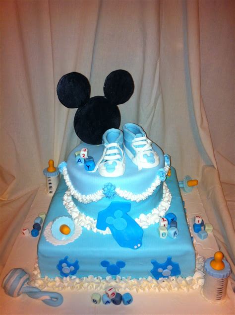 How to plan a fabulous mickey mickey mouse is popular with people of all ages and all of the following ideas will be welcomed by your guests. Micky Mouse Shower Cake | Mickey mouse baby shower, Baby ...