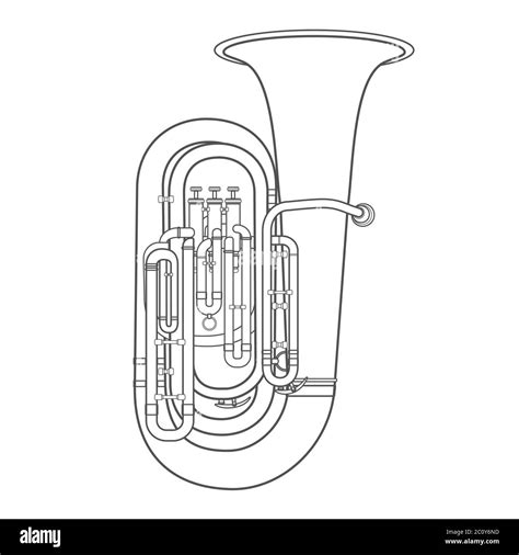 Dark Contour Tuba Music Instrument Vector Illustration Stock Photo Alamy