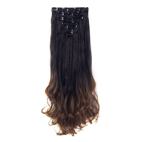 Sayfut 24 Long Curly Wavy Full Head Clip In Synthetic Hair Extensions