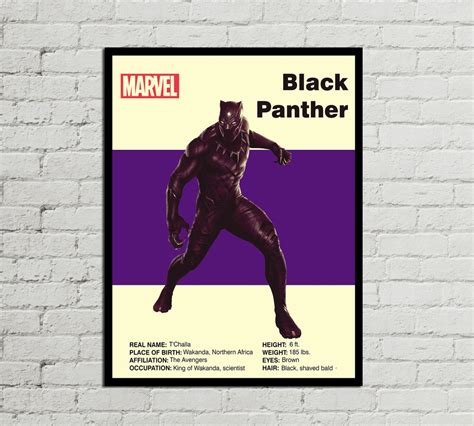 Black Panther Poster Marvel Poster Avengers Poster Mid Etsy