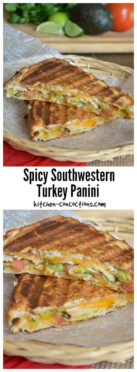 The warm, crunchy bread and melted mozzarella cheese tasted amazing with the homemade pesto. spicy southwestern turkey panini | Turkey panini, Panini recipes healthy, Turkey panini recipes