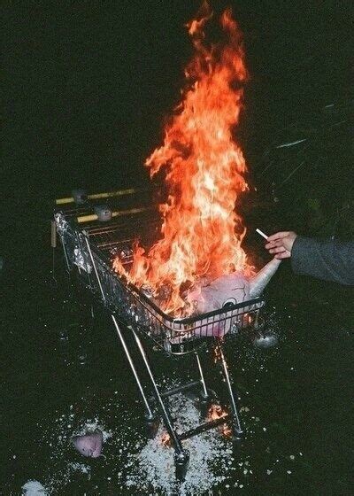 Shopping Cart On Fire Aesthetic Collage Aesthetic Grunge Dark
