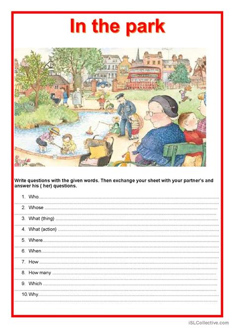 Pairwork In The Park English Esl Worksheets Pdf And Doc