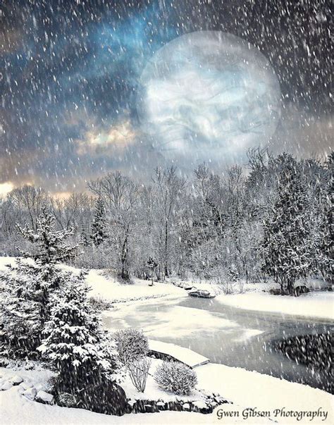Winter Moon Christmas Card Enchanting Winter Winter Snow Etsy