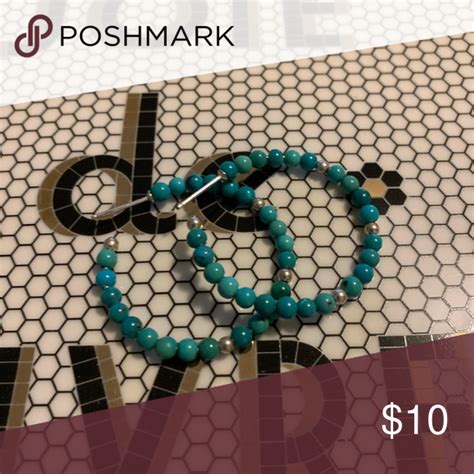 Turquoise And Sterling Hoops In 2020 Turquoise Beaded Hoops Sterling