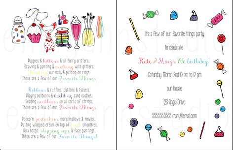 Custom Birthday Party Invitation Favorite Things Party