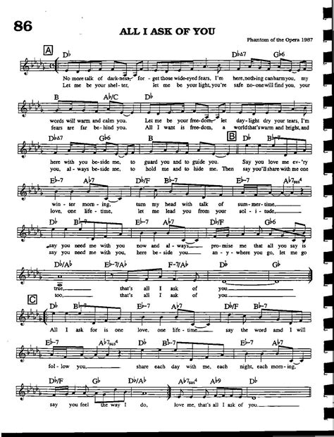 Phantom Of The Opera All I Ask Of You Sheet Music Violin Sheet