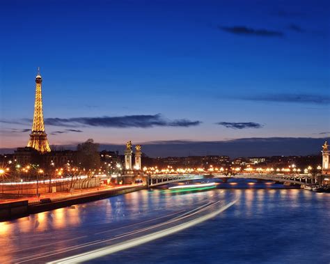 Fondos De Pantalla París Francia Río Sena Torre Eiffel Noche Luces