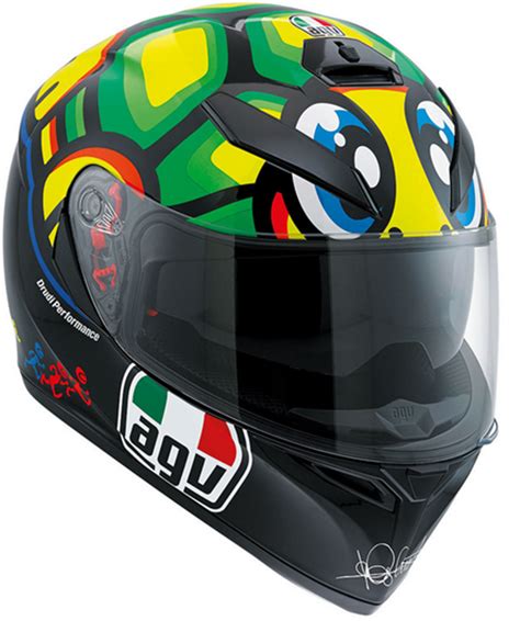 The helmet does not include a dark smoke shield, a clear shield is provided. AGV K3 SV Valentino Rossi Turtle Helmet (Tartaruga ...