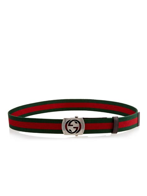 Lyst Gucci Gg Buckle Canvas Belt In Red For Men