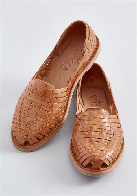 Woven Wanderer Leather Flat Tan Modcloth Cute Shoes Me Too Shoes