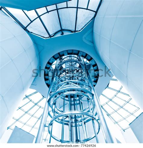 Futuristic Elevator Modern Building Shanghai China Stock Photo 77426926