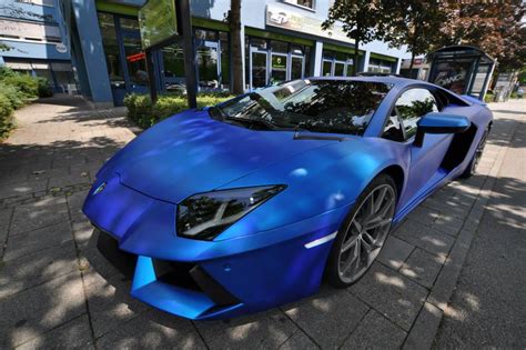 Lamborghini Aventador Wrapped In Blue Chrome Brushed
