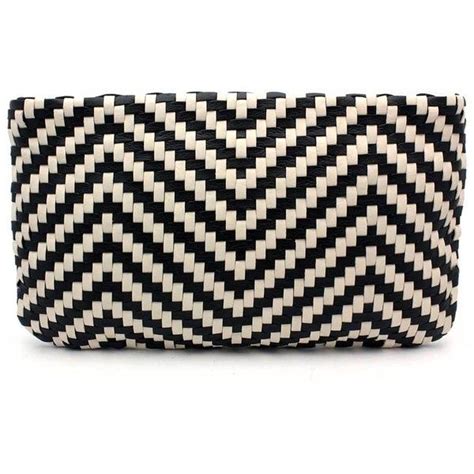 Christopher Kon Pl1409 Black And Bone Woven Leather Clutch Leather