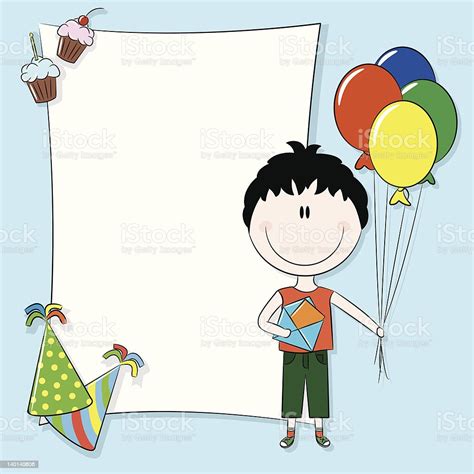 Blank Template For Birthday Card Or Party Invitation Stock Illustration