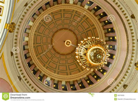 Washington State Capitol Interior Dome And Chandelier Stock Image