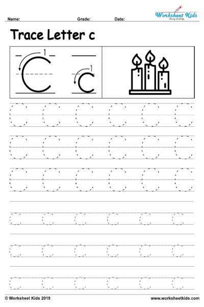Letter C Alphabet Tracing Worksheets Free Printable Pdf
