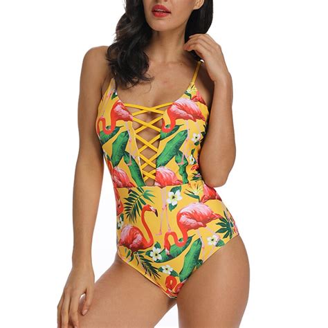 Buy Sexy One Piece Swimsuit Female Swimwear Women Crisscross Bather Push Up