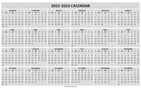 2022 And 2023 Monthly Calendar Printable Two Year Calendar 2022 23