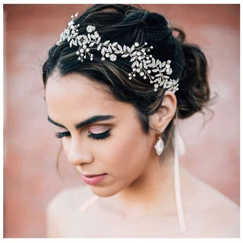 Sweetv Crystal Bridal Headpieces For Brides Silver Wedding Hair Accessories Bride Headband Pearl