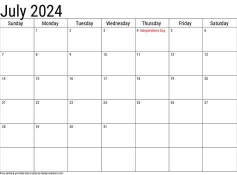 July 2024 Calendar With Holidays 2024 Calendar Printable