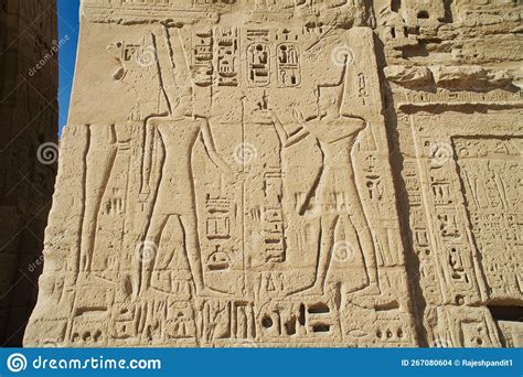 Hieroglyphics And Painting On The Ancient Structures In Egypt Editorial